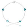 Pulseira Prata 925 Feminina Coração Zircônia Turmalina 18 Cm